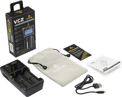 XTAR VC2 USB Charger 2 Batteries Li-ion/Ni-MH Size 18650/16340/26650/14500