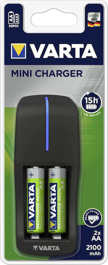 Varta Mini Charger 2 Batterien Ni-Cd/Ni-MH Größe AA/AAA Set mit 2x AA 2100mAh