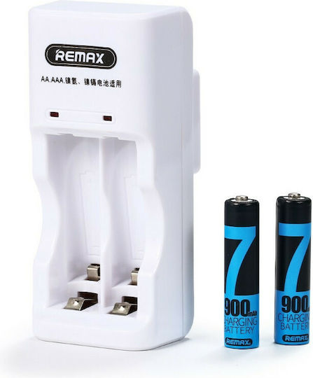 Remax Charger 2 Batteries Ni-MH Size AA/AAA Set with 2x AAA 900mAh in White color