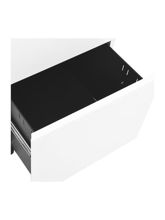 Schublade Büro mit Rollen & Schloss White 39x45x67cm