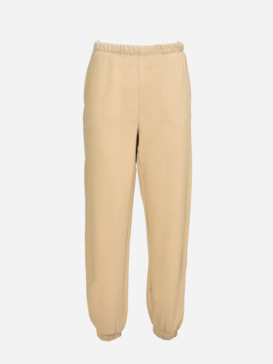 Pantaloni de trening pentru femei cu cauciuc Bej