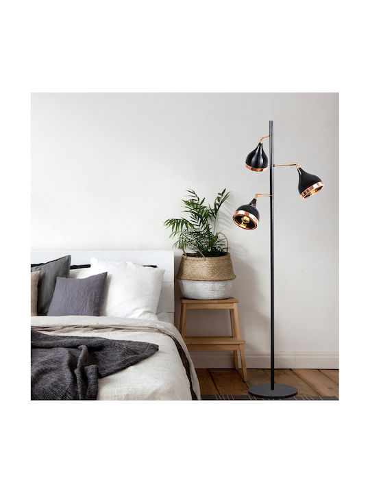 Yildo Floor Lamp H163xW52cm. with Socket for Bulb E27 Black