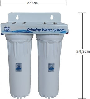Aqua Pure 2-Stage Under Sink / Central Supply Water Filter System Apduc 14 Pro with Faucet , ½" Inlet/Outlet, with 10" Replacement Filter Aqua Filter FCPRA-C & Aqua Pure APCYL 0.5μm