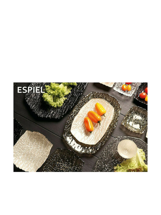 Espiel Ramos Ανθρακι Plate Desert Rectangular Glass Charcoal 19x17cm 6pcs