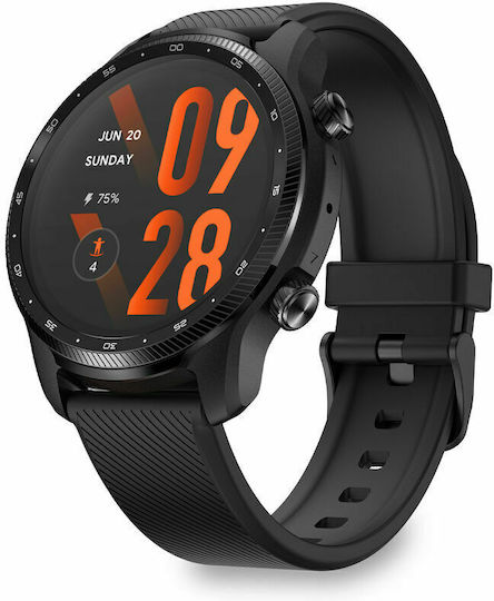 Ticwatch Pro 3 Ultra Stainless Steel 48mm Αδιάβροχο Smartwatch με Παλμογράφο (Shadow Black)