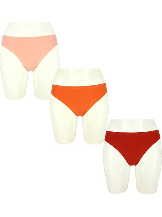 Βαμβακερά Women's Slip 3Pack Red/Coral/Pink