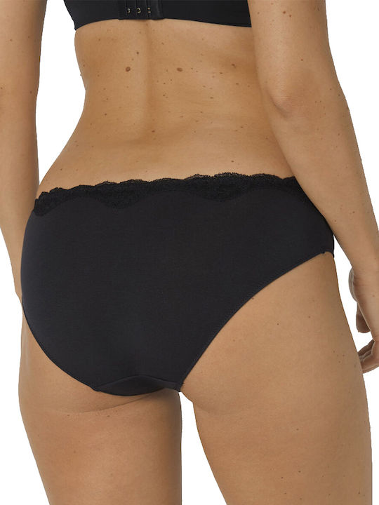 Triumph Touch Of Modal Tai Baumwolle Damen Slip mit Spitze Schwarz