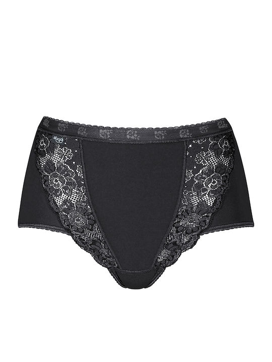 Sloggi Chic Maxi Talie înaltă Femeie Boxer cu Dantelă Negru