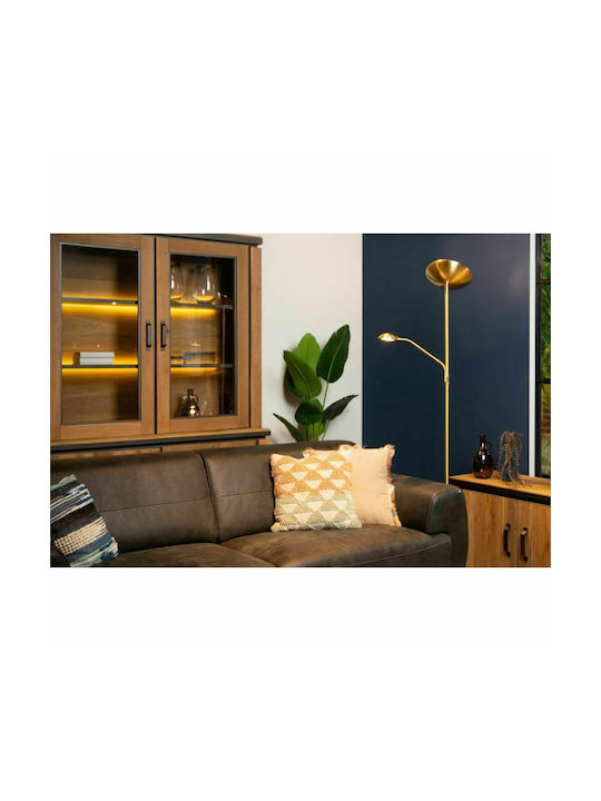 Lucide Lightning Zenith LED Floor Lamp H180xW24.5cm. with Warm White Light Gold