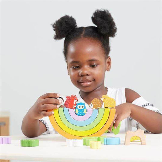 Viga Toys Stacking Toy Rainbow with Animals & Tree made of Wood for 18++ Months