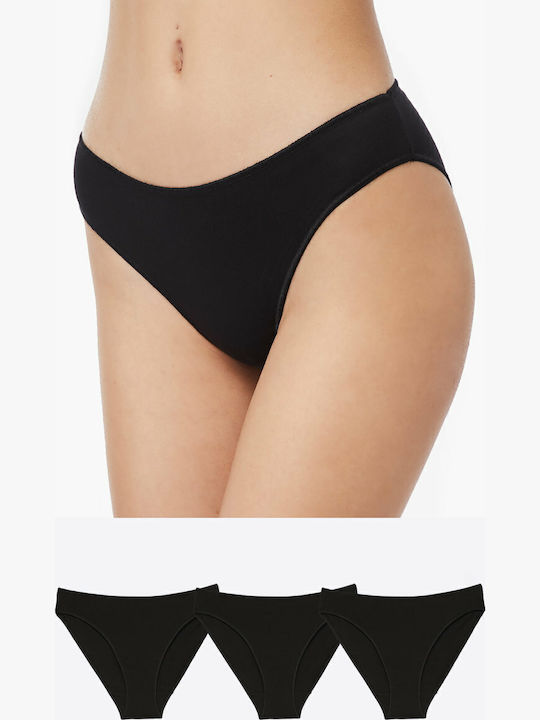 Invisible Βαμβακερά Women's Slip 3Pack Seamless Black