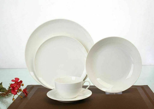 Cryspo Trio Silk Pure White Porcelain Dinnerware Set 20pcs