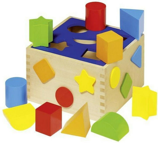 Goki Shape Sorting Toy Shape Sorting Cube made of Wood for 18++ Months