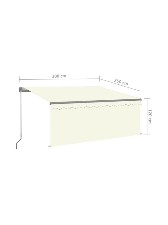 vidaXL Τέντα Βεράντας Κρεμ 3x2.5m