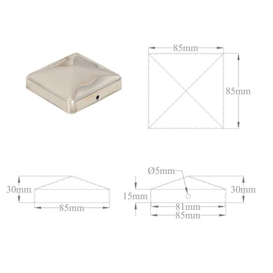 vidaXL Kappe für Gartenboden aus Stahl 8.1x8.1cm 6Stück Pyramide