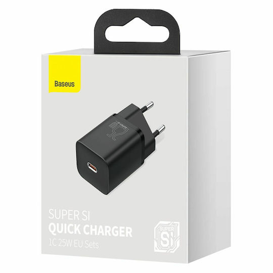 Baseus Charger Without Cable with USB-C Port 25W Blacks (Super Si 1C)