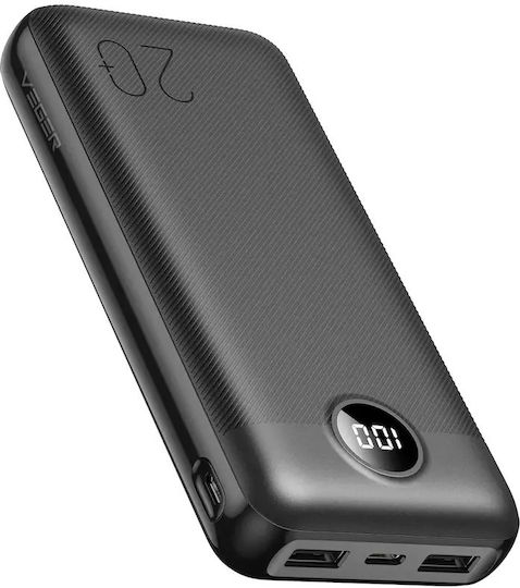 Veger VP2039 Power Bank 20000mAh 20W με 2 Θύρες USB-A και Θύρα USB-C Μαύρο