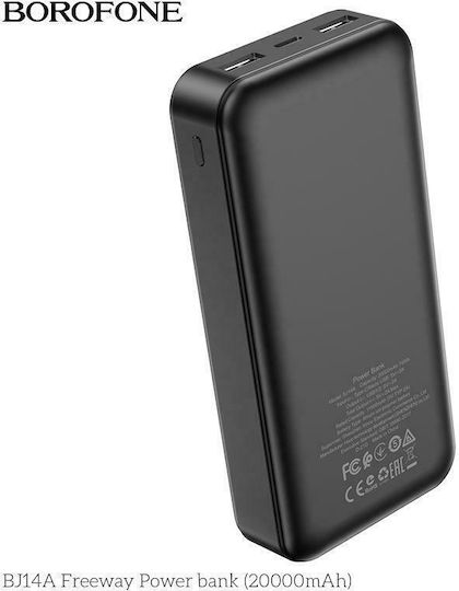 Borofone BJ14A Power Bank 20000mAh 74W with 2 USB-A Ports Black