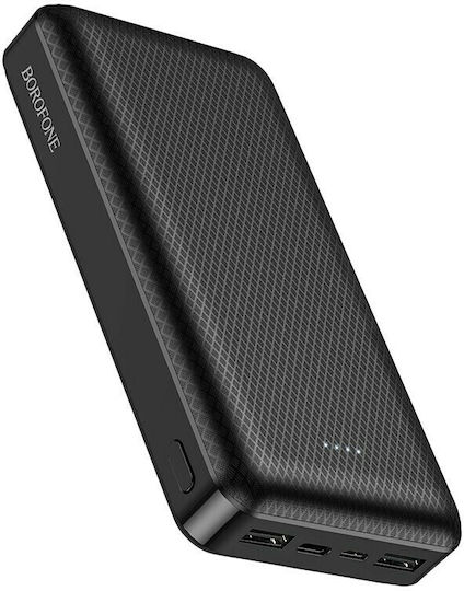 Borofone BJ3A Power Bank 20000mAh με 2 Θύρες USB-A Μαύρο