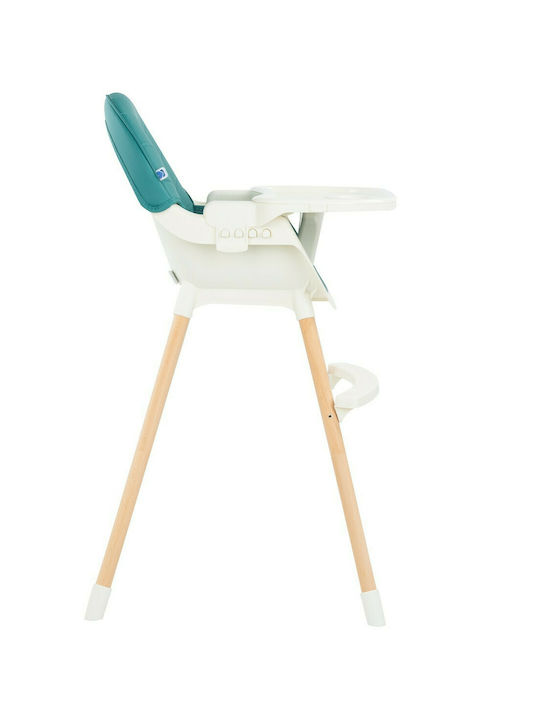 Kikka Boo Nutri Wood Baby Highchair 3 in 1 Petrol Green