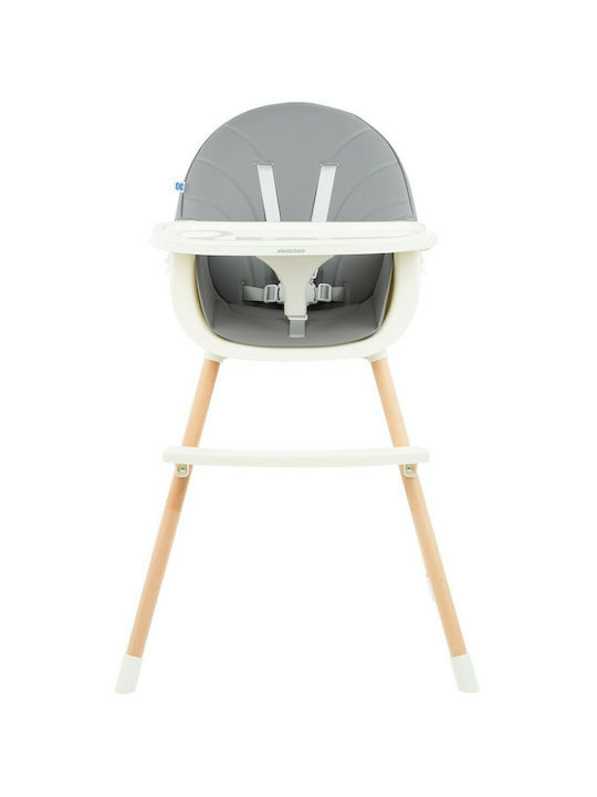 Kikka Boo Nutri Wood Highchair 3 in 1 & Plastic Seat Grey