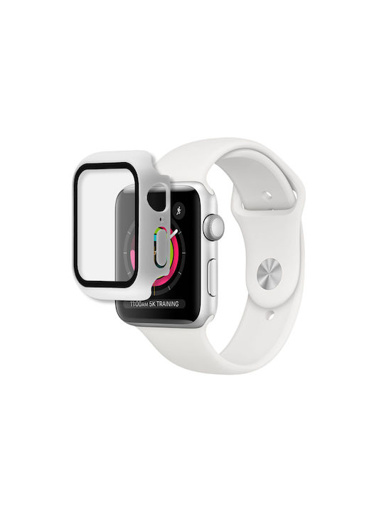 Volte-Tel Edge Cover with Key Пластмасов Калъф със Стъкло в Бял цвят за Apple Watch 40 мм