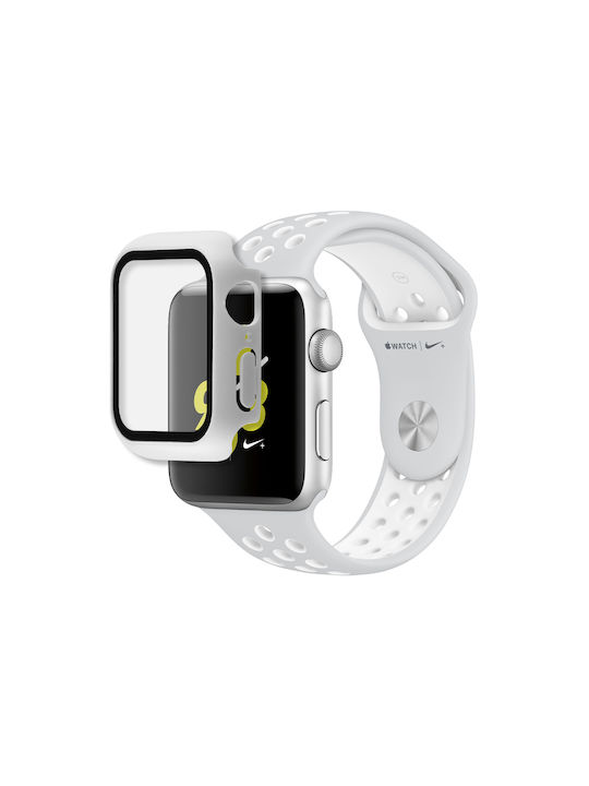 Volte-Tel Edge Cover with Key Plastic Case with Glass in White color for Apple Watch 41mm