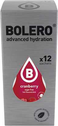 Bolero Χυμός σε Σκόνη 1.5L σε Νερό Cranberry Χωρίς Ζάχαρη 9gr 12τμχ