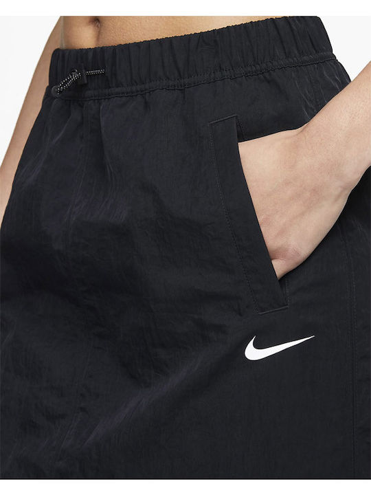 Sportswear Cu talie înaltă Midi Fustă Neagră