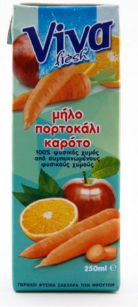 Viva Băutură din Fructe Suc Portocală / Măr / Morcov 250ml 1buc