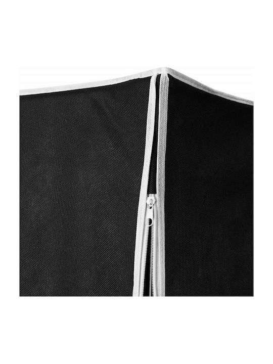 Herzberg Fabric Wardrobe with Zipper and Shelves in Black Color 110x45x175cm