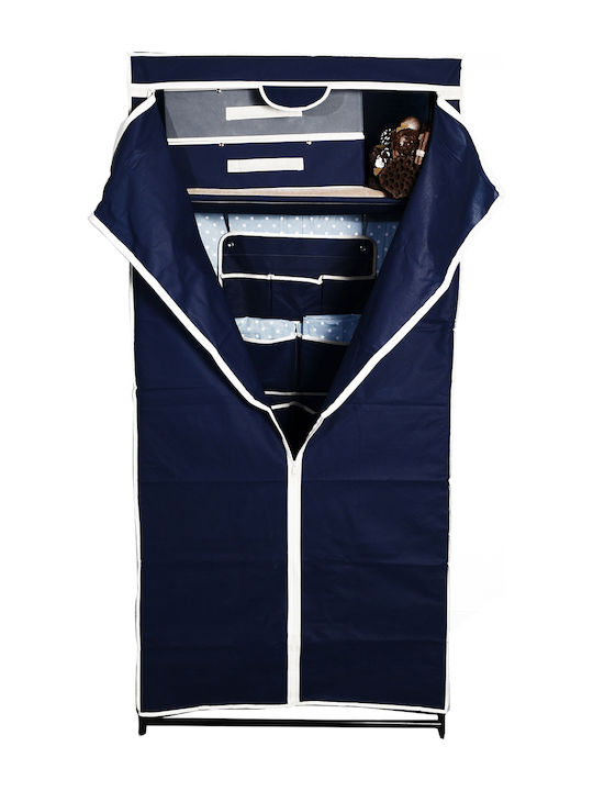 Stoffschrank mit Reißverschluss und Regalen in Blau Farbe 75x50x160cm
