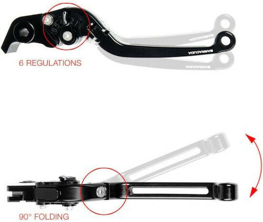 Barracuda Set Manete Frână/Ambreiaj Motocicletă Manete de motocicletă Manete de motocicletă ajustabile pentru BMW R 1200 GS Aventură Negre BT1127