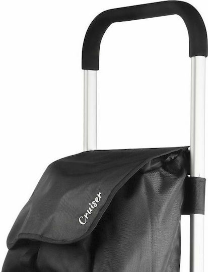 Expert Premium Foldable Fabric Shopping Trolley Black 47x43x97cm