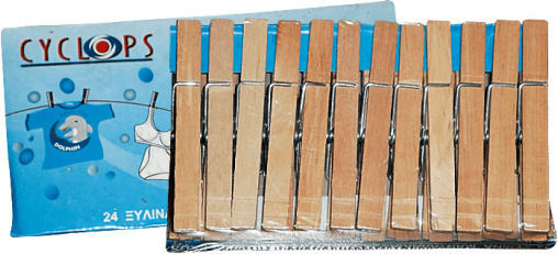 Cyclops Clothespins made of Wood 24pcs Brown