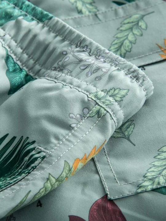 Flower Power Men's Swimwear Shorts Turquoise Floral