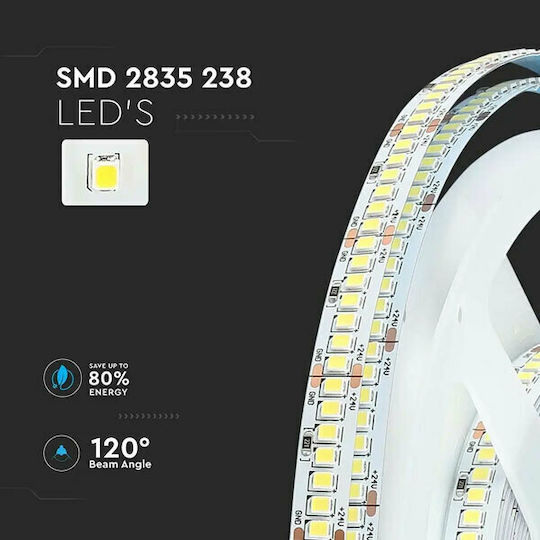V-TAC Ταινία LED 24V Θερμό Λευκό Φως 5m Τύπου SMD2835