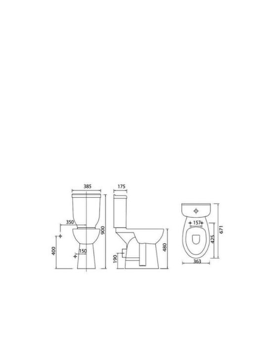Creavit Set Λεκάνη ΑΜΕΑ με Καζανάκι με Κάλυμμα Duroplast Λευκή Creavit Set Λεκάνη ΑΜΕΑ με Καζανάκι με Κάλυμμα Duroplast Λευκή