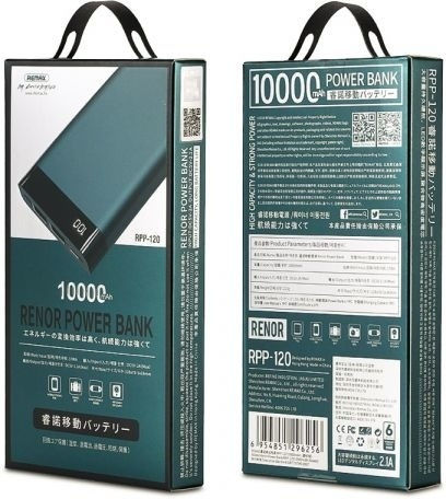 Remax RPP-120 Power Bank 10000mAh με 2 Θύρες USB-A Πράσινο