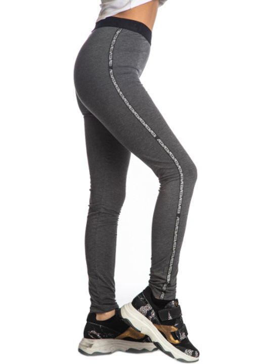 Paco & Co Frauen Lang Leggings Hochgeschnitten Grey Melange