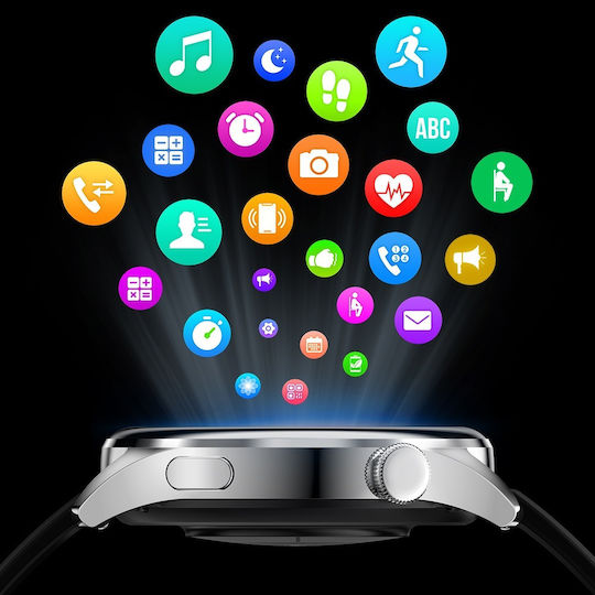 Microwear Wear 3 Pro 46mm Smartwatch με Παλμογράφο (Μαύρο)