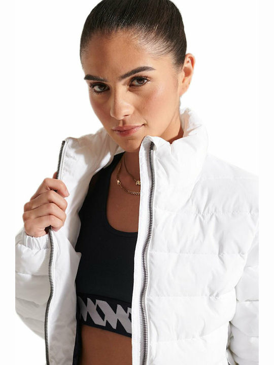 Women's Short Puffer Jacket for Winter White