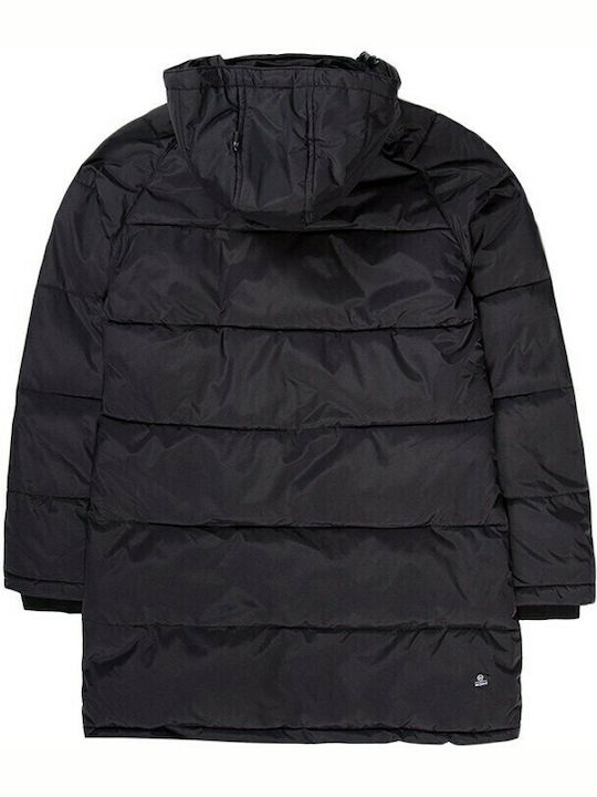 Women's Short Puffer Jacket for Winter with Hood Black