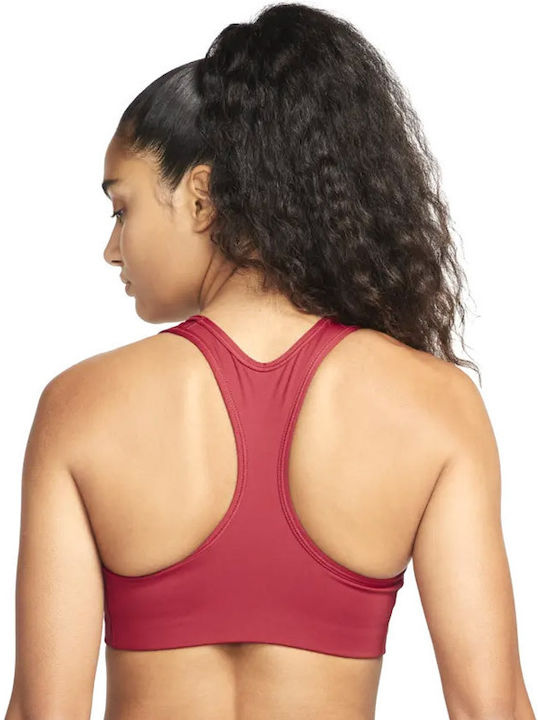Dri-Fit Swoosh Γυναικείο Αθλητικό Μπουστάκι Μπορντό με Επένδυση & Ελαφριά Ενίσχυση
