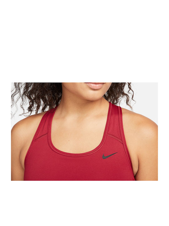 Dri-Fit Swoosh Γυναικείο Αθλητικό Μπουστάκι Μπορντό με Επένδυση & Ελαφριά Ενίσχυση