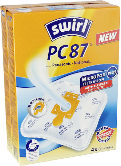 Swirl PC87 Vacuum Cleaner Bags 4pcs Compatible with Panasonic Vacuum Cleaners