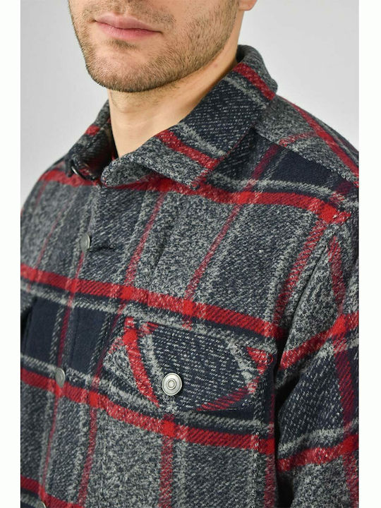 Μακρυμάνικo Φανελένιο Overshirt σε Κανονική Γραμμή Καρό Πολύχρωμο