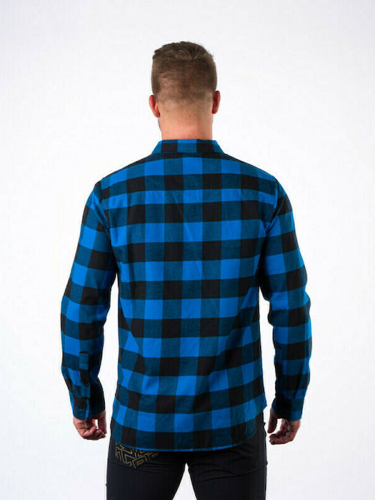 Northfinder Runah Men's Shirt Long Sleeve Cotton Checked Blue