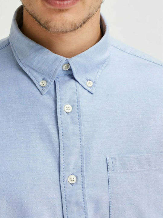 Long-sleeved Cotton Shirt Light Blue