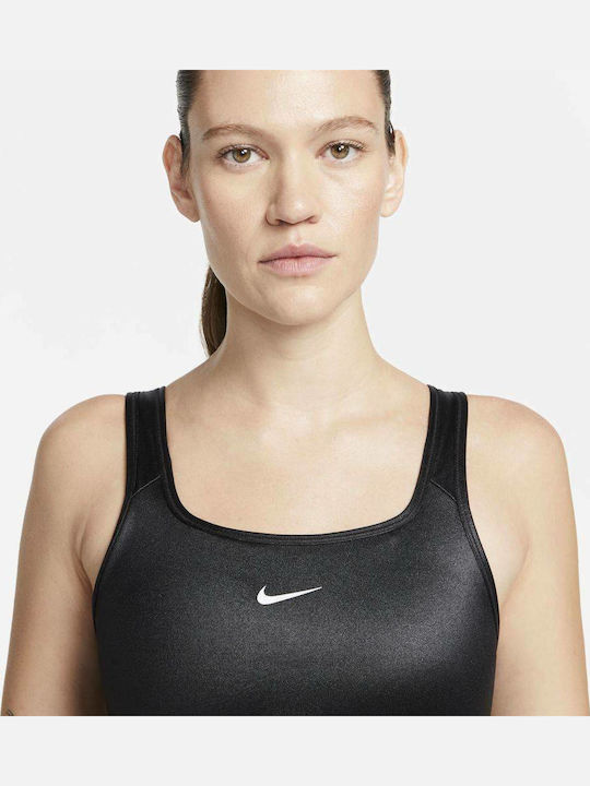 Swoosh Women's Athletic Sports Bra Black with Lining and Removable Padding